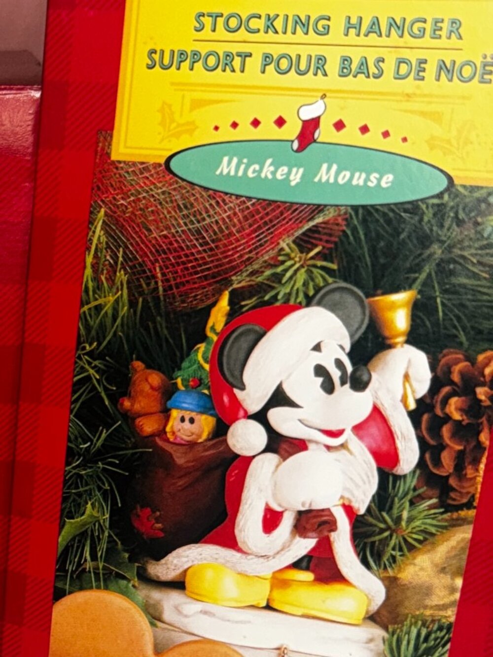Vintage 1998 Hallmark Disney Santa Mickey Mouse Stocking Hanger New In Box
